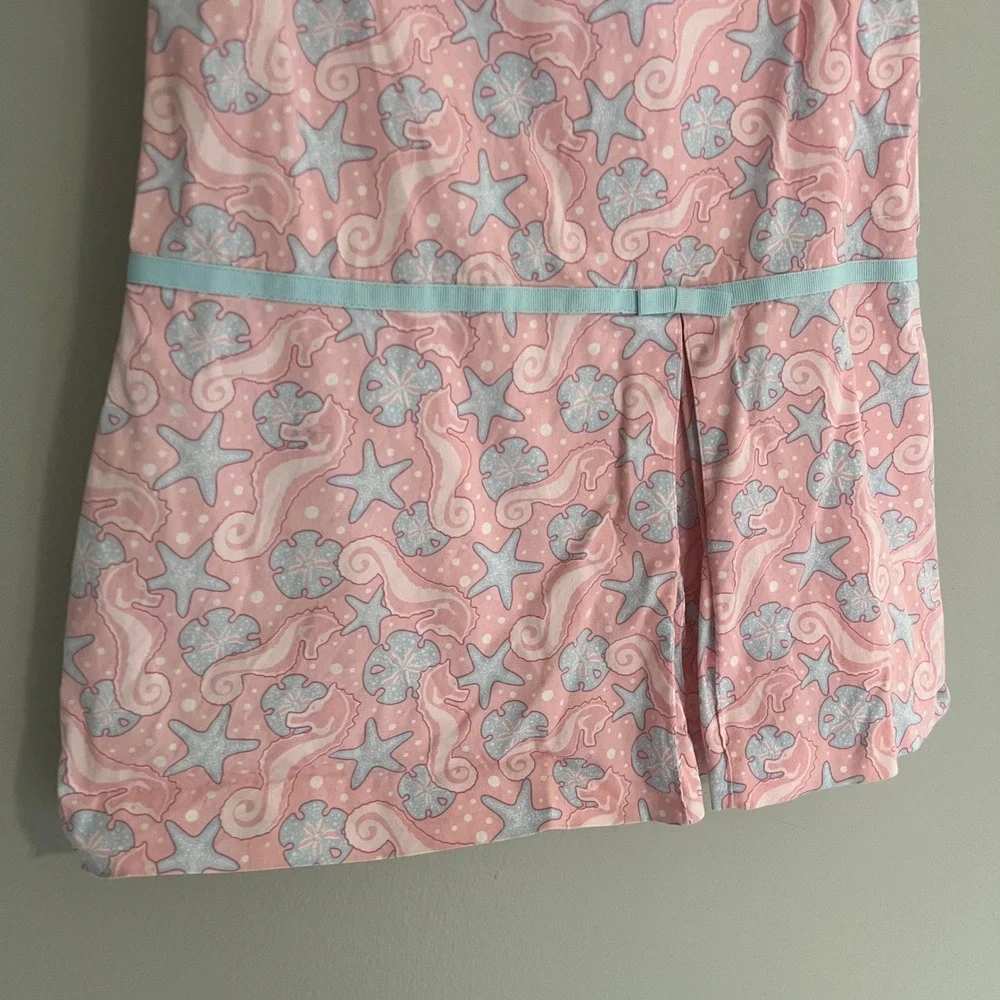 Vineyard Vines Girls 4T Pink Nautical Seahorse Starfish Drop Waist Shift Dress